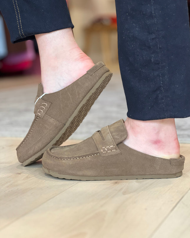 Suede Mule - Beige