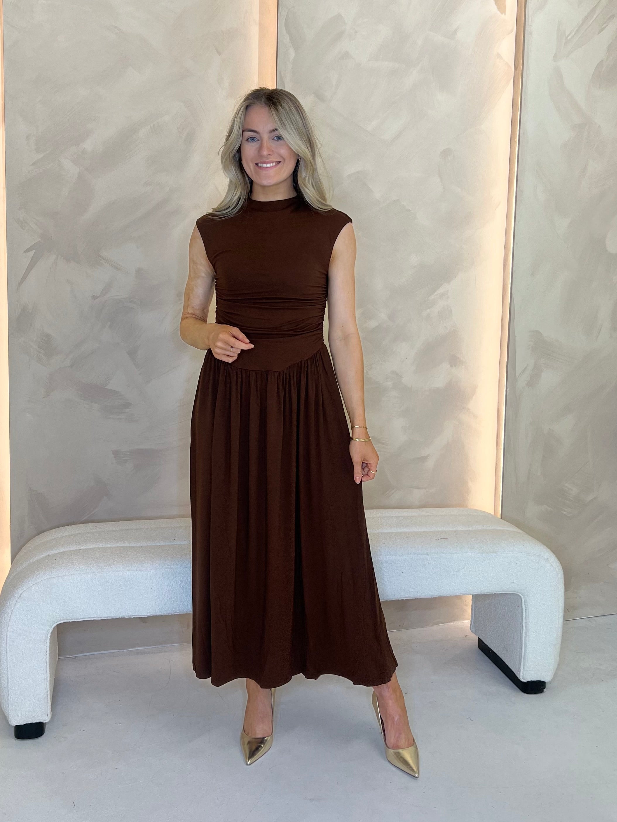 Drop Waist Aubrey Midi Dress