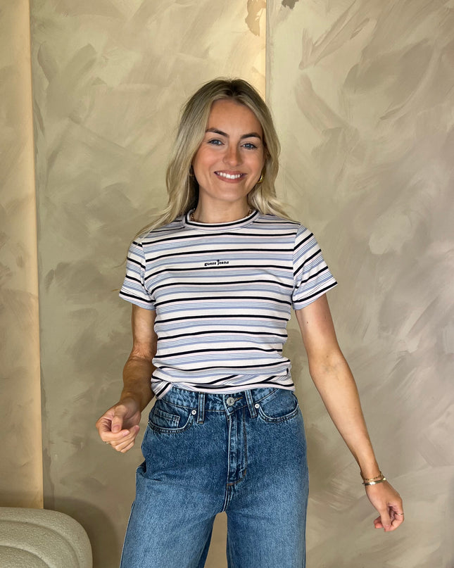 Guess Jeans Ribbed T-Shirt - Blue Multi