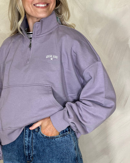Guess Jeans Star Boxy Half Zip Sweatshirt - Lilac