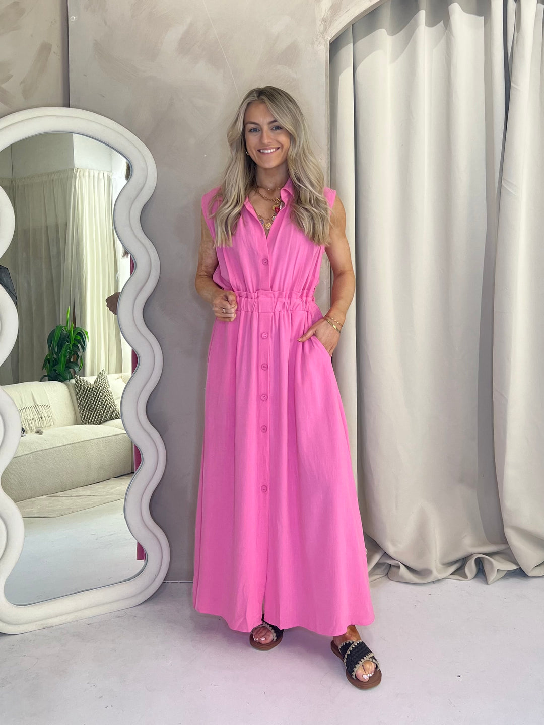 Carly Midi Dress - Pink