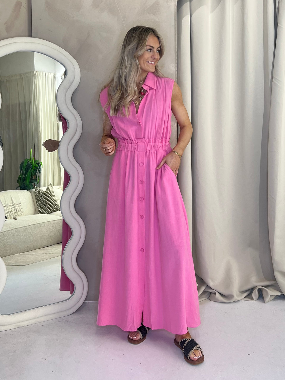 Carly Midi Dress - Pink