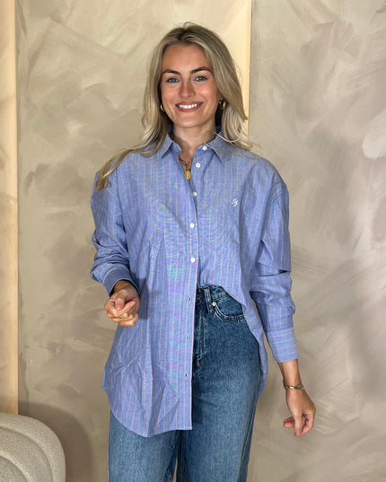 Guess Jeans Oversized Oxford Shirt - Light blue/Coral