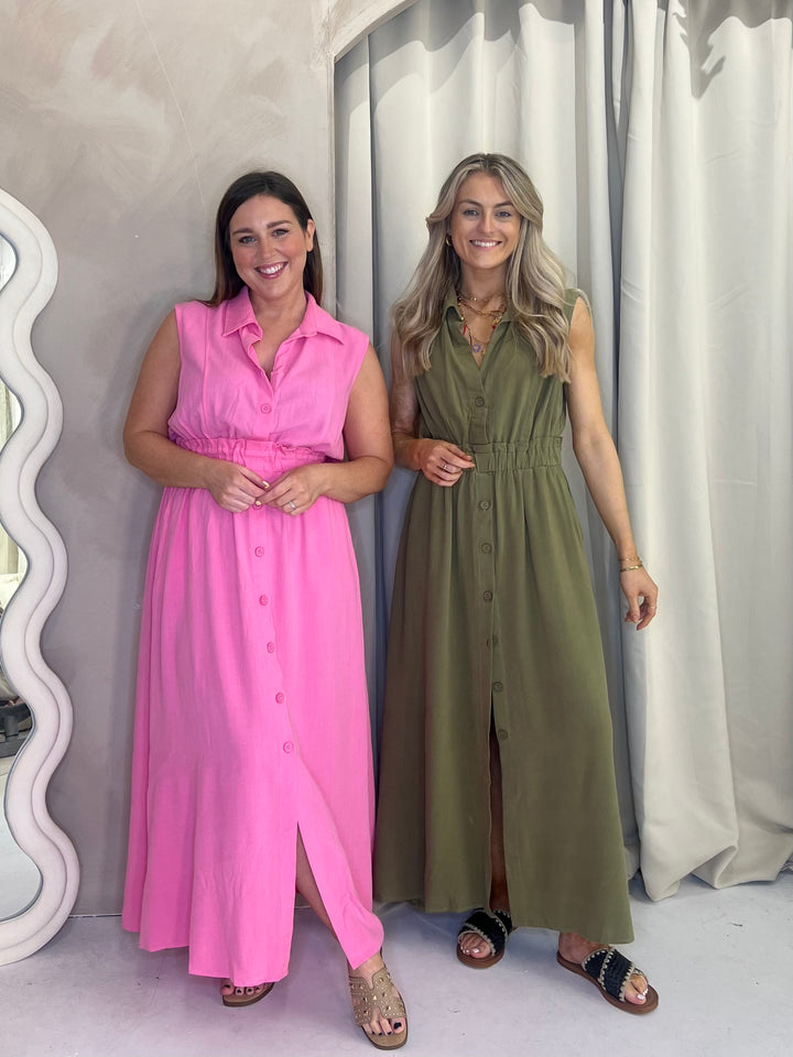 Carly Midi Dress - Pink