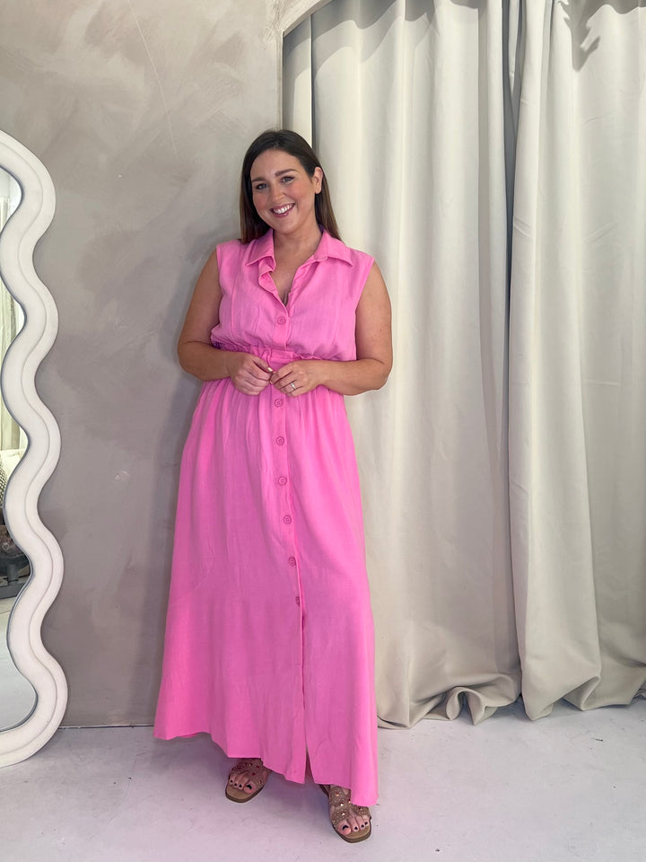 Carly Midi Dress - Pink