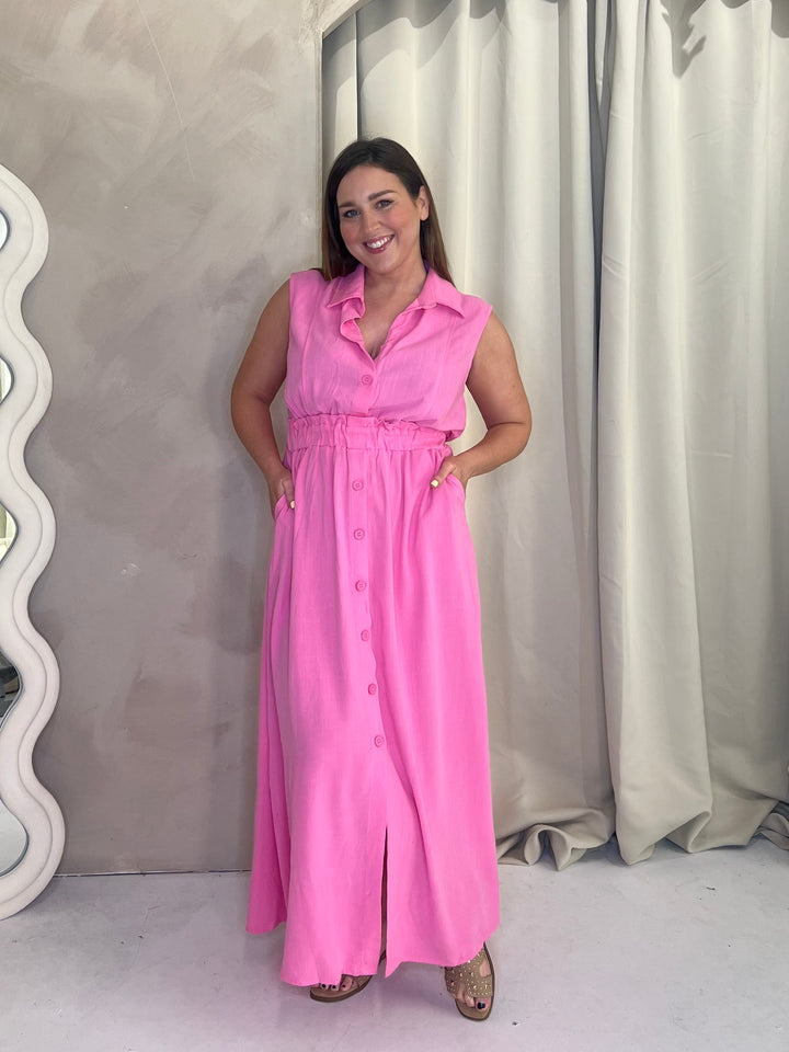 Carly Midi Dress - Pink