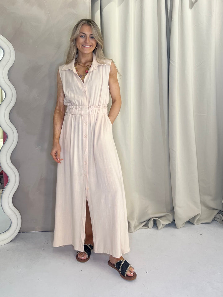 Carly Midi Dress - Beige