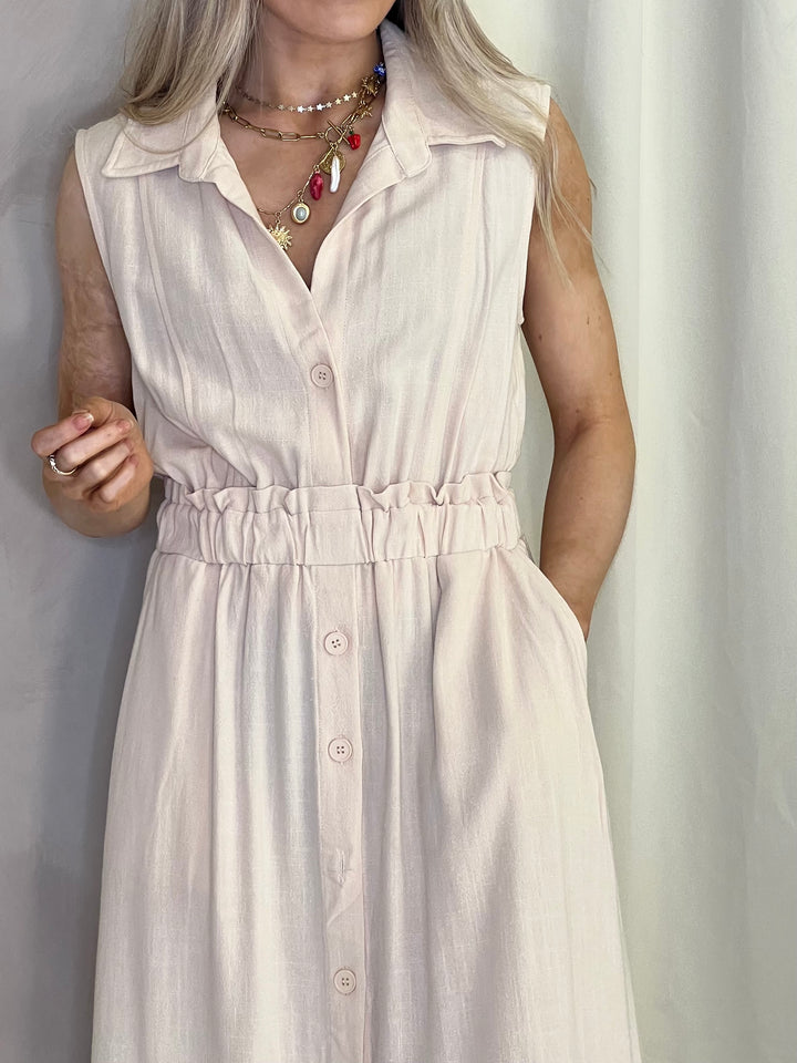 Carly Midi Dress - Beige