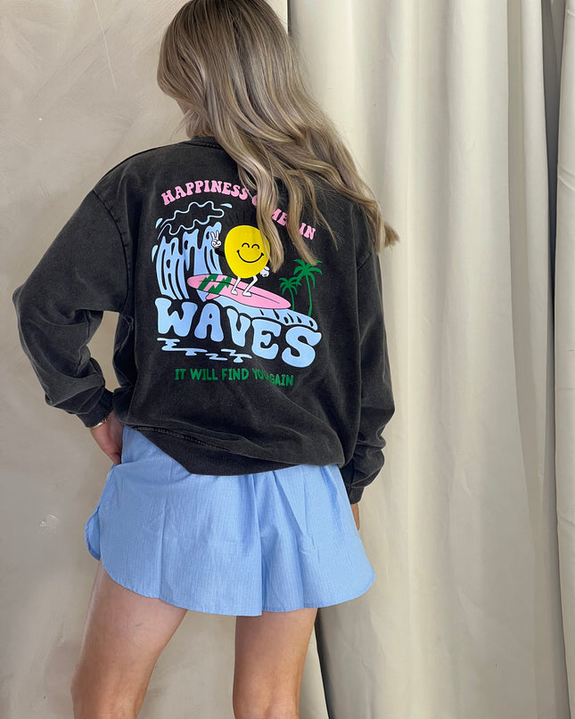 Wave Graphic Sweatshirt - Grey