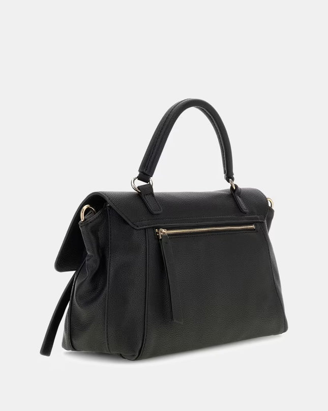 Guess Devon Top Handle Flap Bag - Black