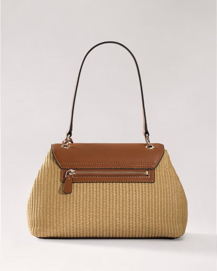 Guess Maggie Straw Flap Shoulder Bag - Brown