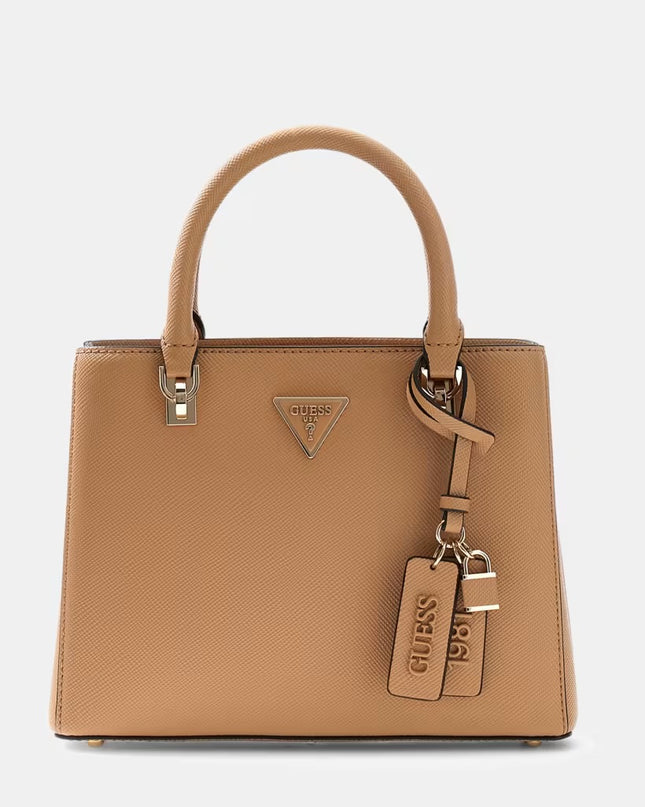 Guess Noelle Multi Compartment Satchel - Beige