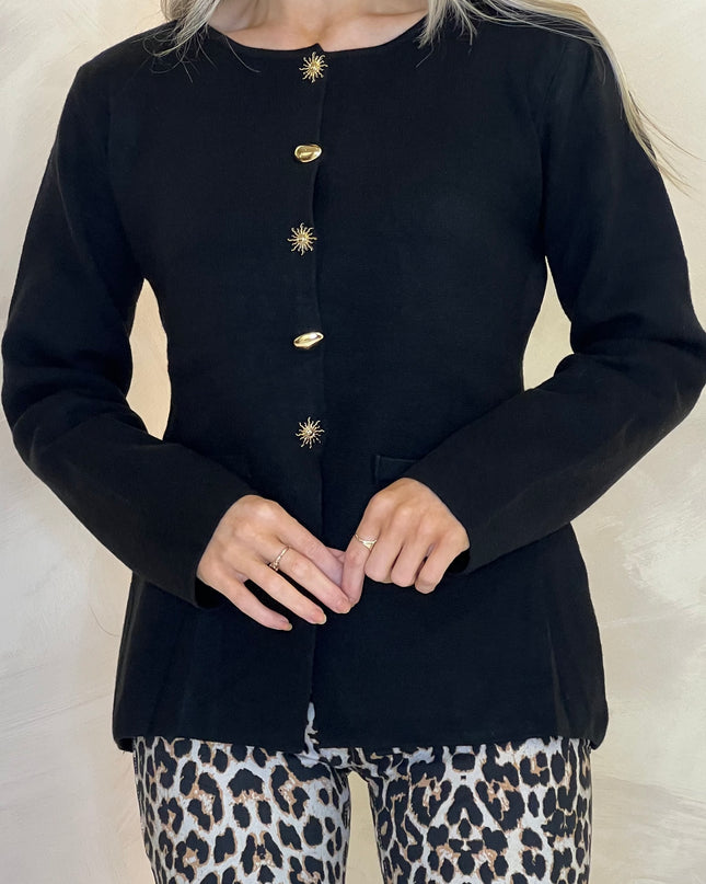 Tapered Long Sleeve Knit - Black