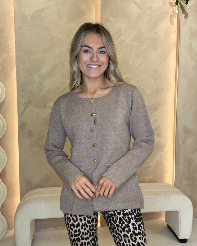 Tapered Long Sleeve Knit - Taupe