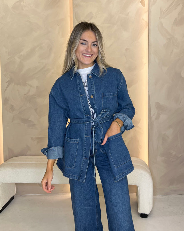 Longline Denim Jacket - Blue