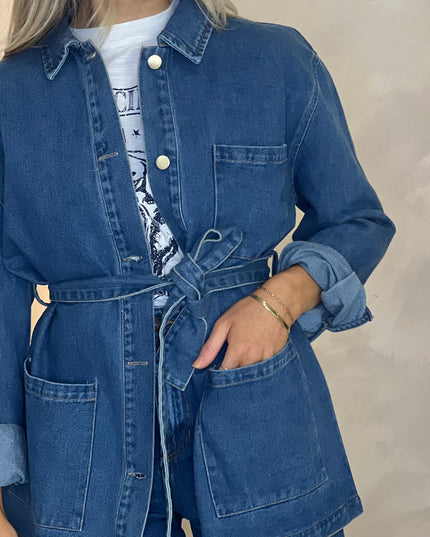 Longline Denim Jacket - Blue