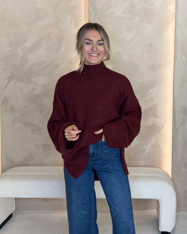 Oversized Knit - Burgundy