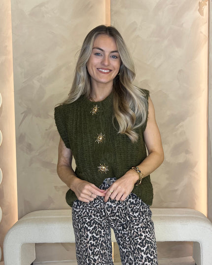 Chunky Knit Vest - Olive