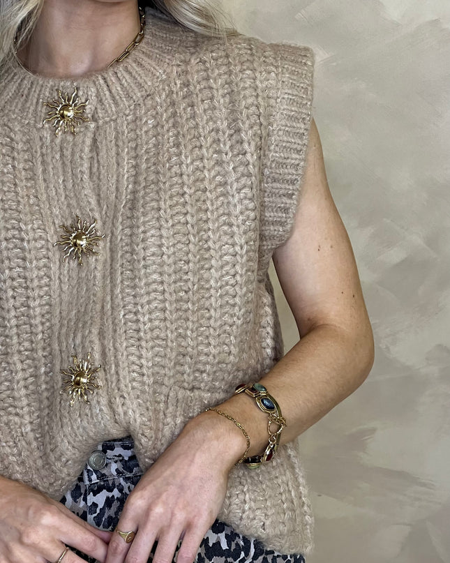 Chunky Knit Vest - Camel