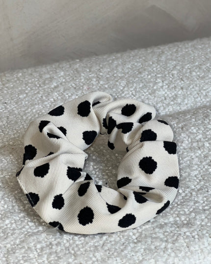 Polka Dot Hair Scrunchie - Black and white