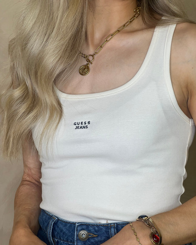 Guess Jeans Embroidered Tank Top - Sandy Shore