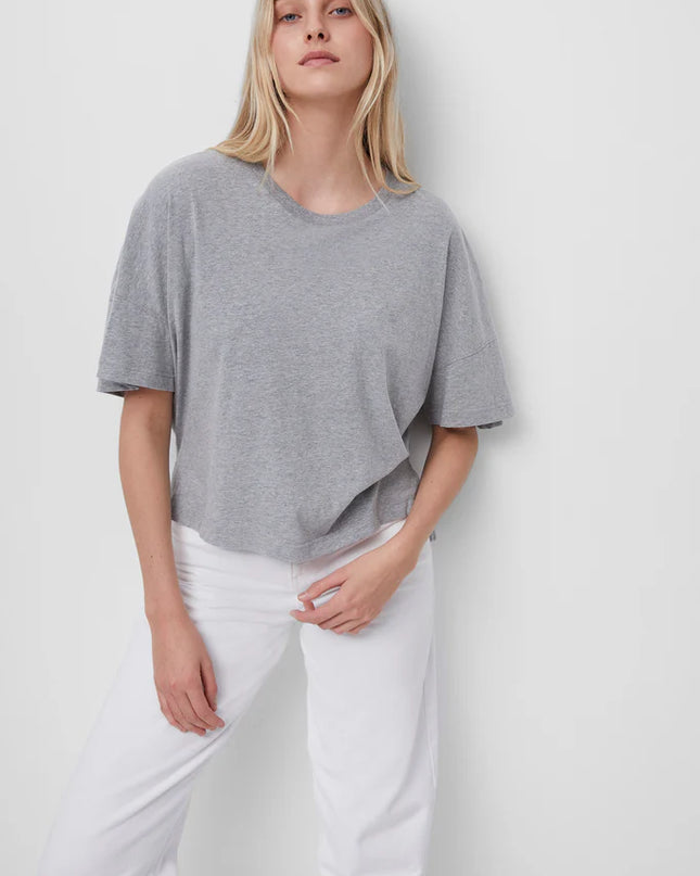 French Connection Tally Crew Neck Top - Light Grey Melange