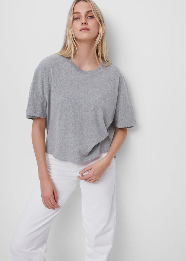 French Connection Tally Crew Neck Top - Light Grey Melange