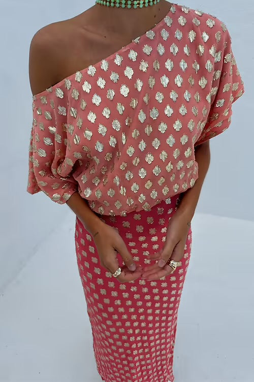 Pink and Red Jacquard Tilly Dress