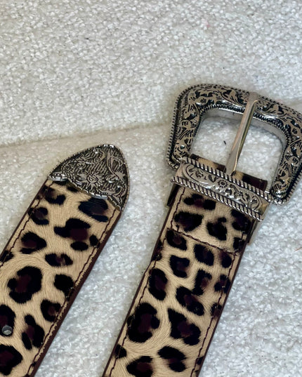 Leopard Print Belt - Brown