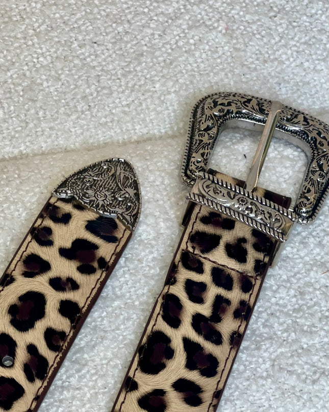 Leopard Print Belt - Brown