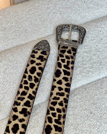 Leopard Print Belt - Brown