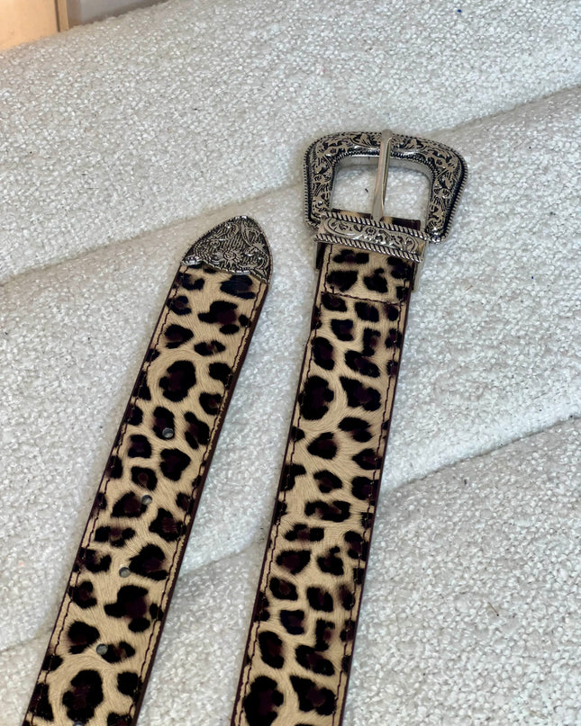 Leopard Print Belt - Brown