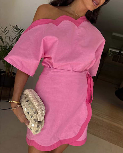 Scallop Mini Jaspre Skirt - Pink