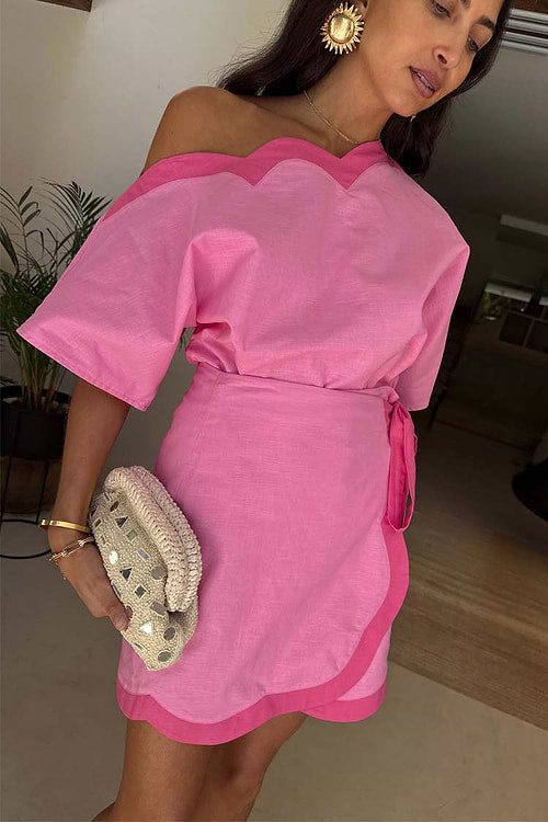 Scallop Mini Jaspre Skirt - Pink