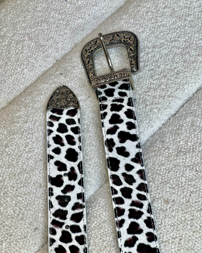 Leopard Print Belt - Cream