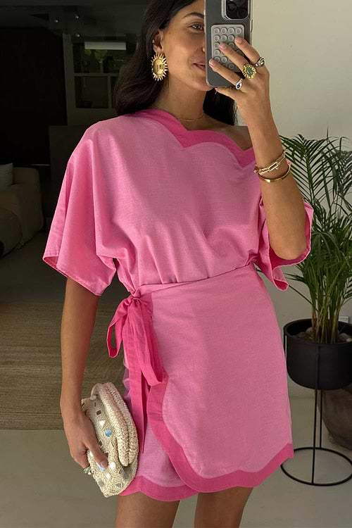 Scallop Mini Jaspre Skirt - Pink