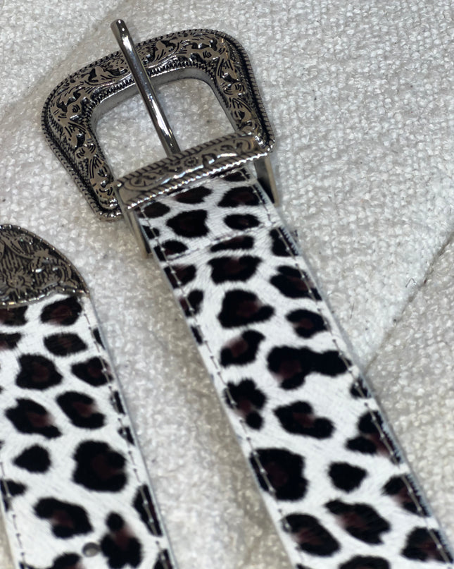Leopard Print Belt - Cream