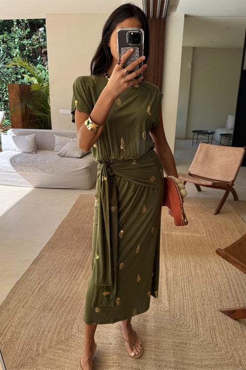 Shell Midi Dress - Khaki