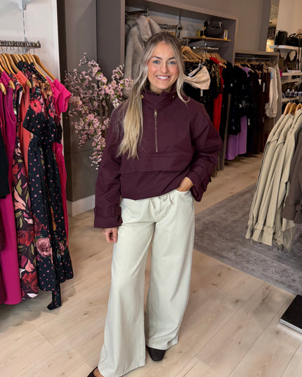 Half Zip Funnel Neck Jacket - Burgundy