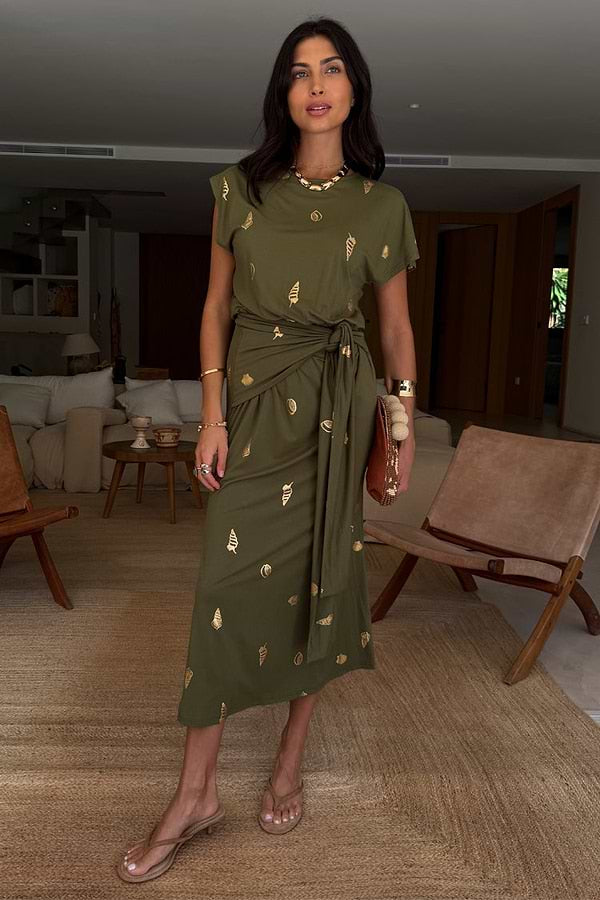 Shell Midi Dress - Khaki