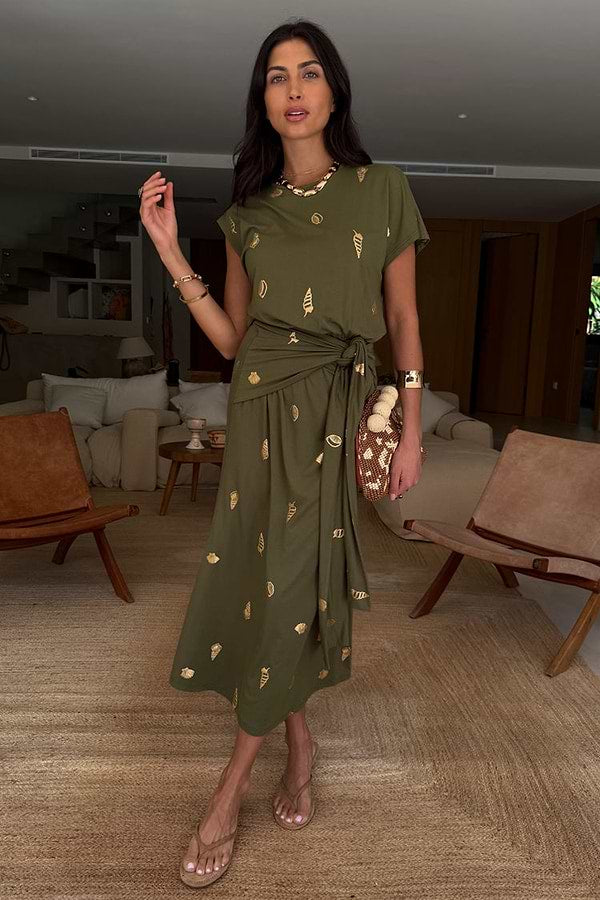 Shell Midi Dress - Khaki