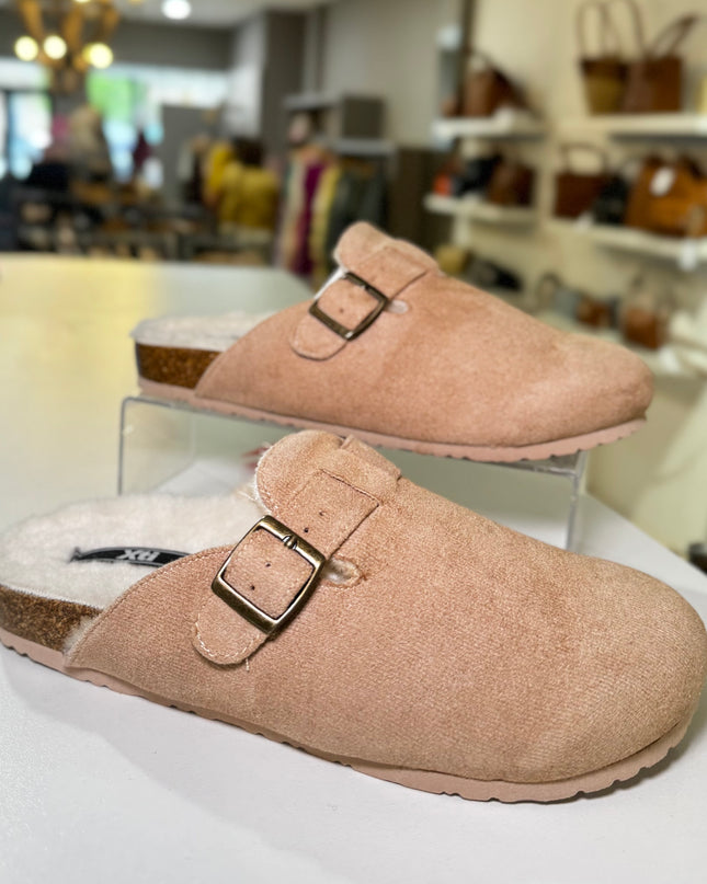 Fur Lined Mules - Beige