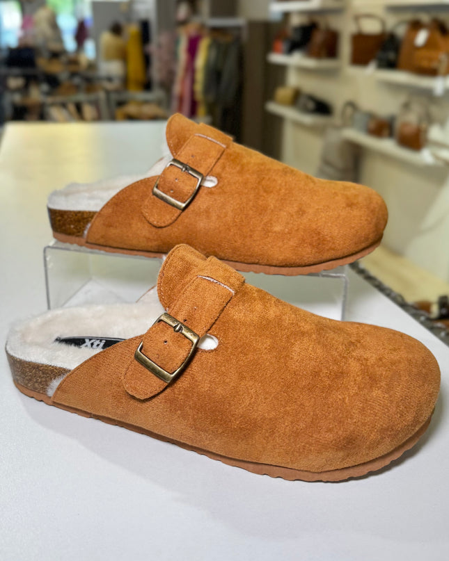Fur Lined Mules - Camel