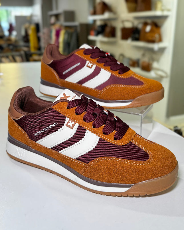 Multi Textile Sneaker - Brown/Burgundy