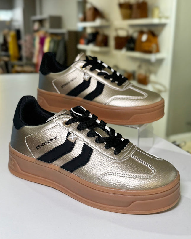 Metallic Platform Sneaker - Gold