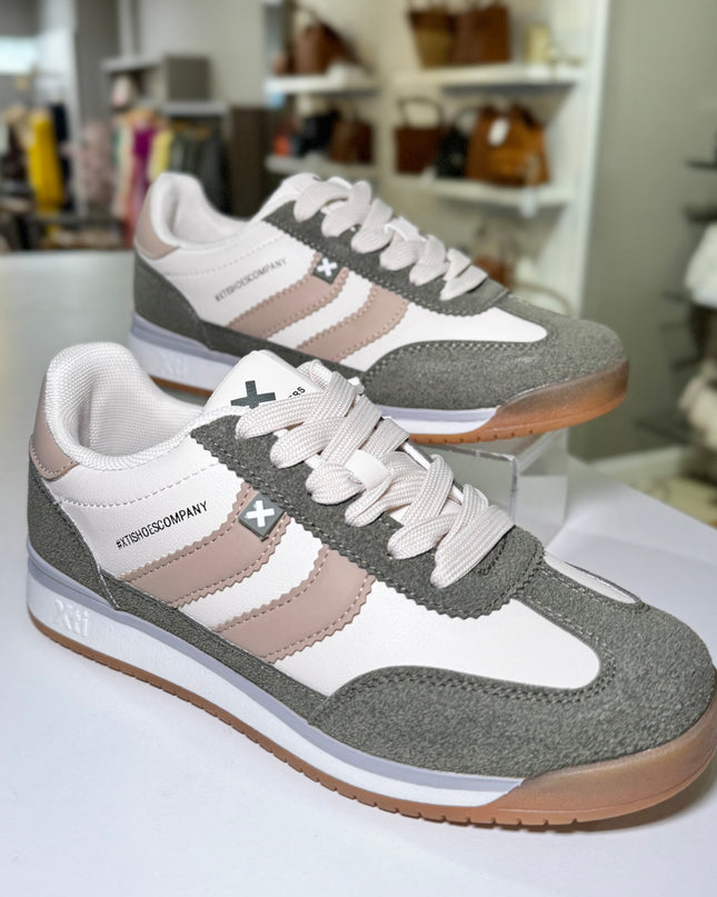 Multi Textile Sneaker - Green/Beige