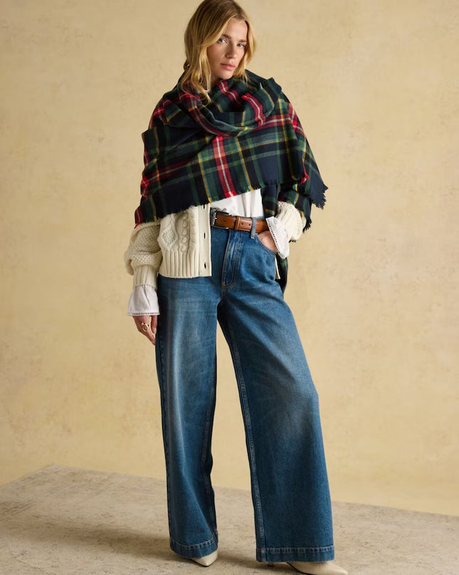 Joules Bracewell Scarf - Navy Check