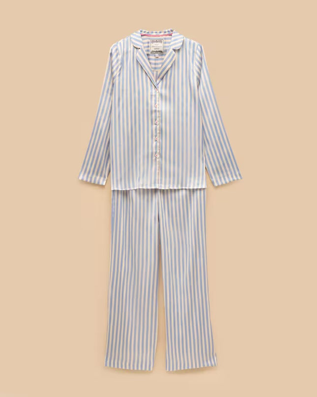 Joules Bonnie Satin Pyjama Set - Blue Stripe