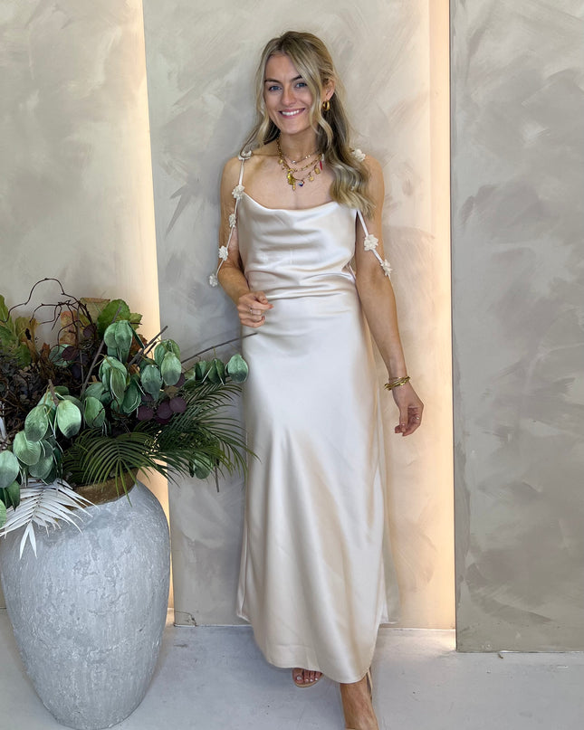 Petal Midi Slip Dress - Beige