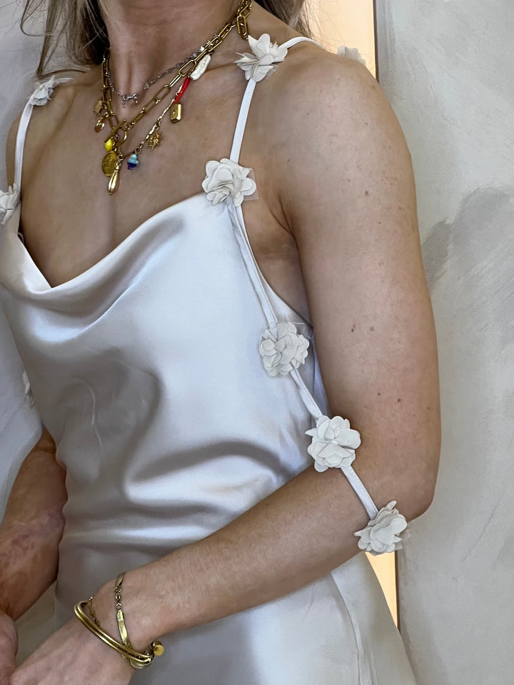 Petal Midi Slip Dress - Beige